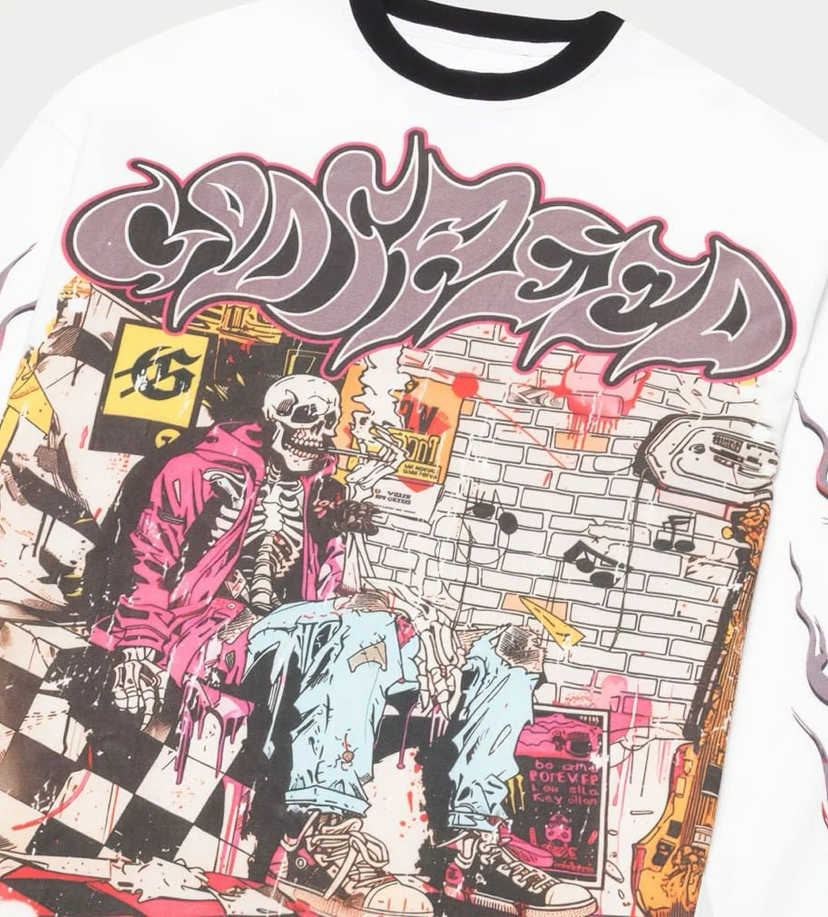 Godspeed Stoner Long Sleeve Tee, White Wash, graphic detail