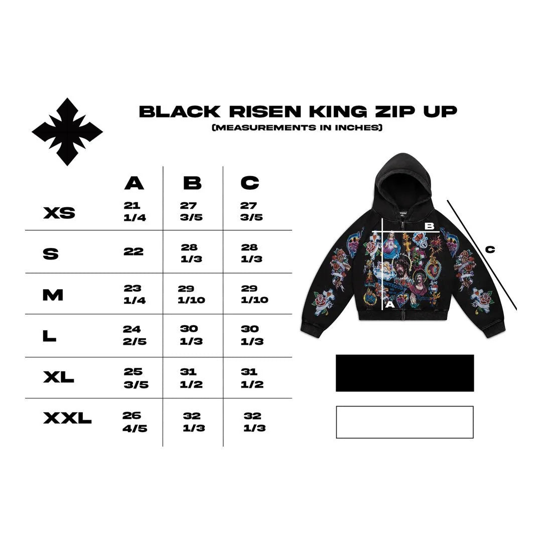 Righteous Risen King Cropped Zip Up Hoodie, Black, back view