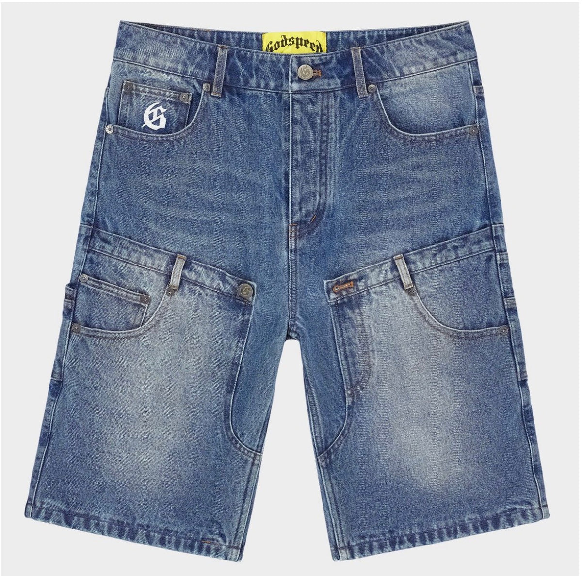 Godspeed Twin Panel Denim Shorts in Blue