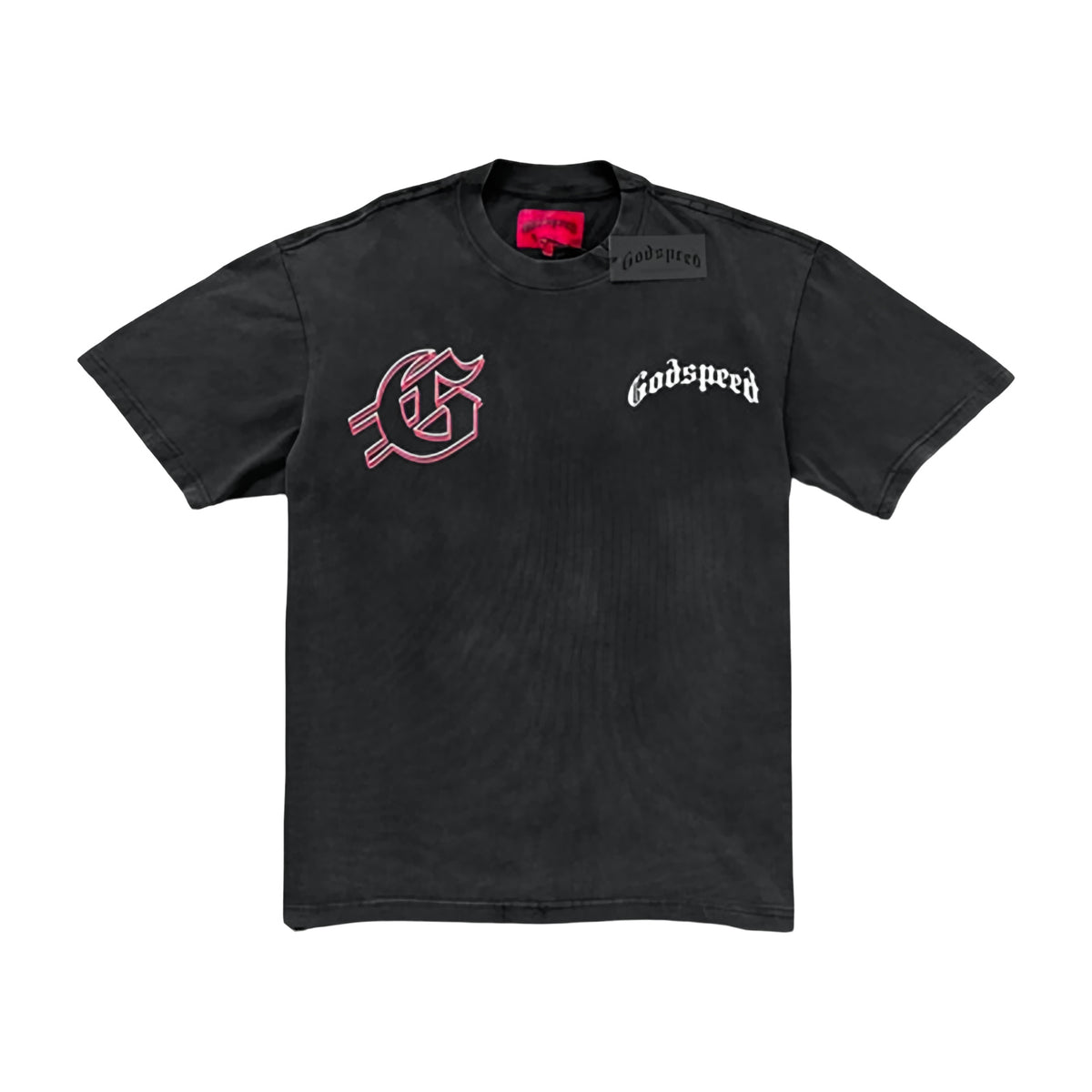 Godspeed Statue of Liberty at Sunset Tee, Wash Black, back view