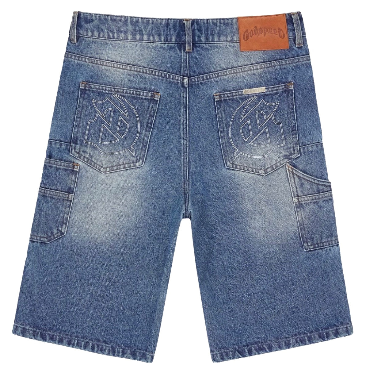 Godspeed Twin Panel Denim Shorts in Blue, alternate view