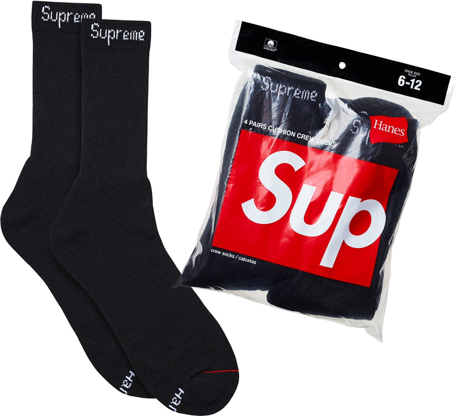 Supreme x Hanes Crew Socks (4 Pack) 'Black'