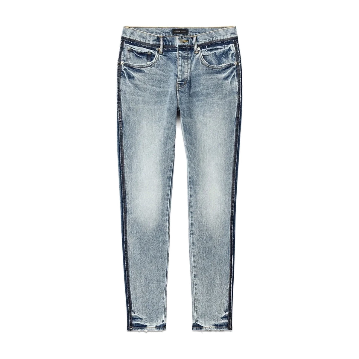 PURPLE Brand P001 Shadow Seam Skinny Jeans, Mid Indigo, front view