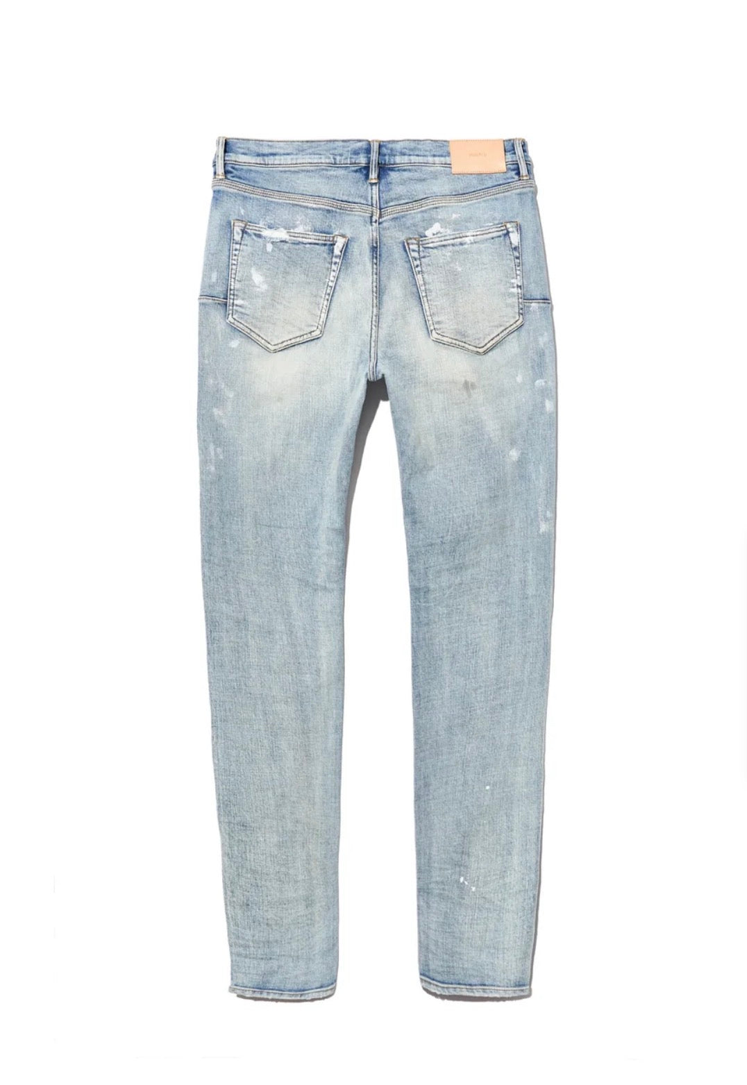 PURPLE Brand P001, Blue/Paint Denim Jeans, back view