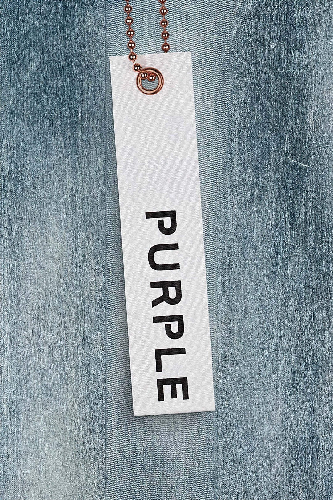 PURPLE Brand P001 Shadow Seam Skinny Jeans, Mid Indigo, brand tag detail