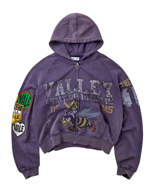 Vale Forever Army Zip Up Hoodie, Navy, front view