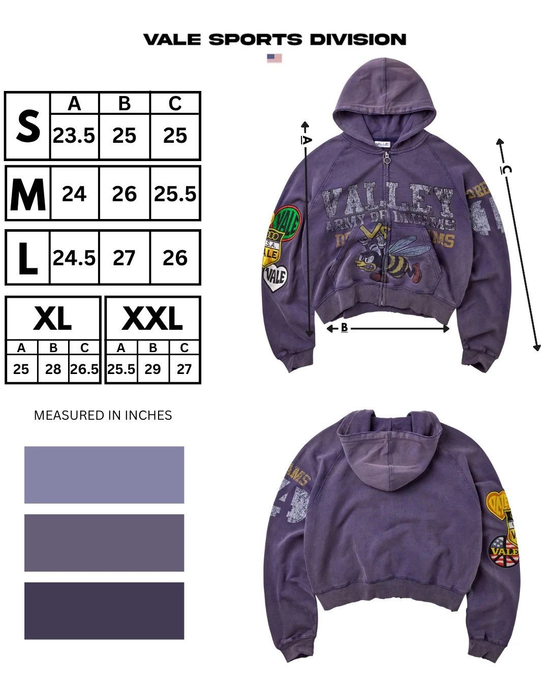 Vale Forever Army Zip Up Hoodie, Navy, detail view