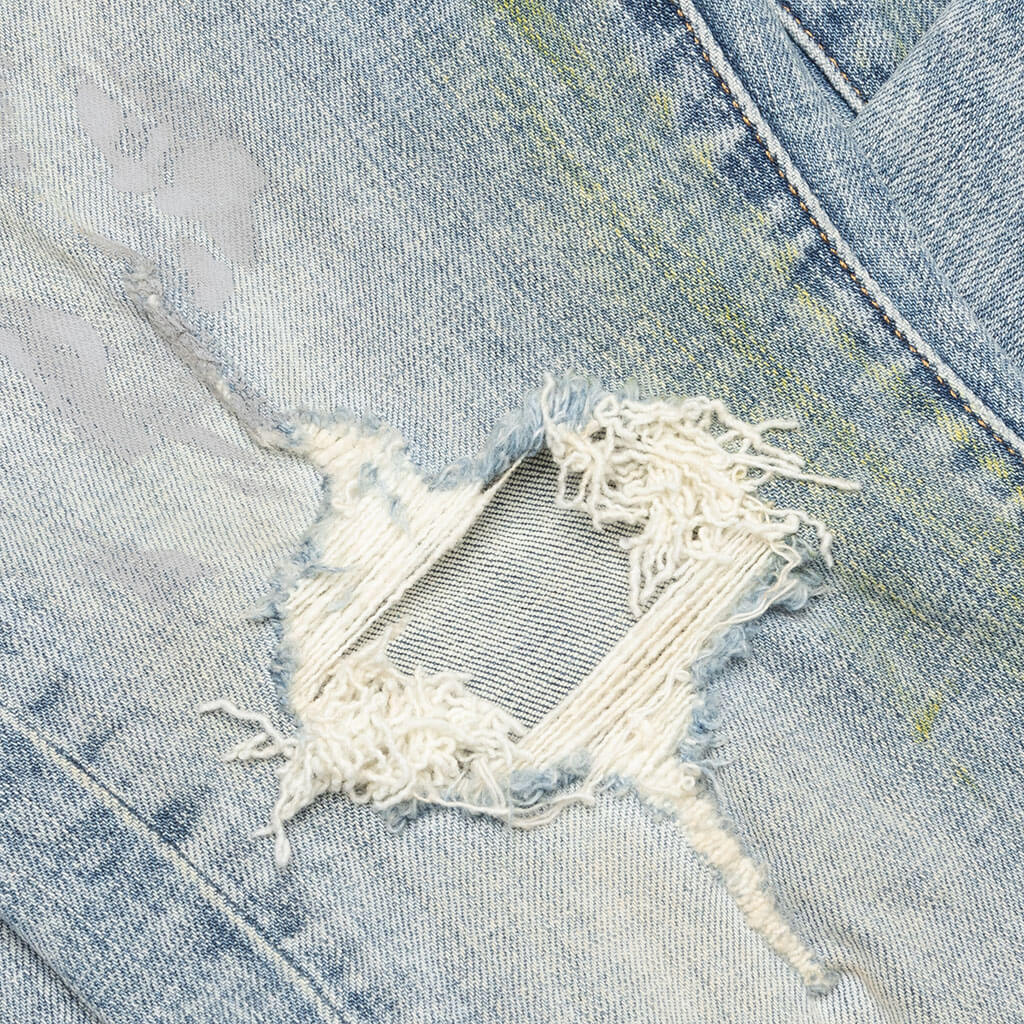 PURPLE Brand P001 Light Blue Vintage jean, distressing detail