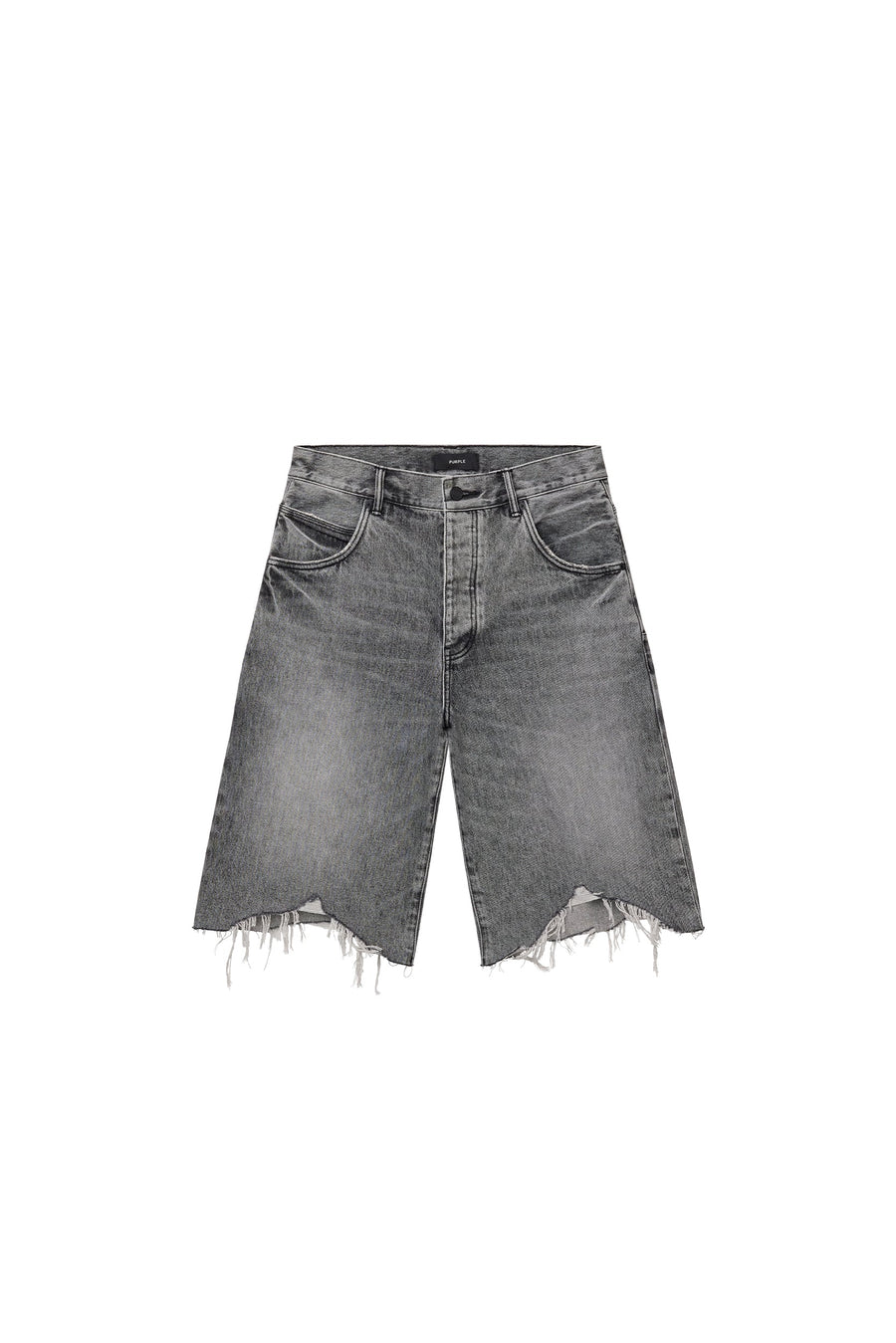 PURPLE Brand P070 - High Summer Destroy Black Denim Shorts