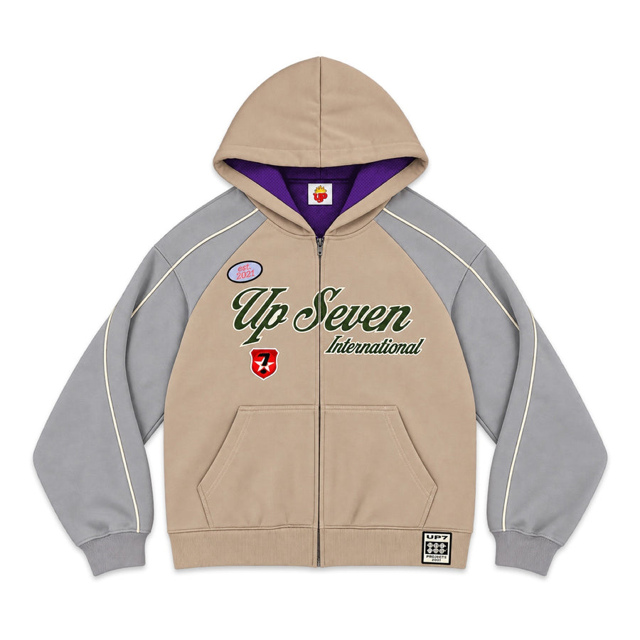 Up7Skate Purple Gut Zip Up Hoodie 'Tan/Grey'