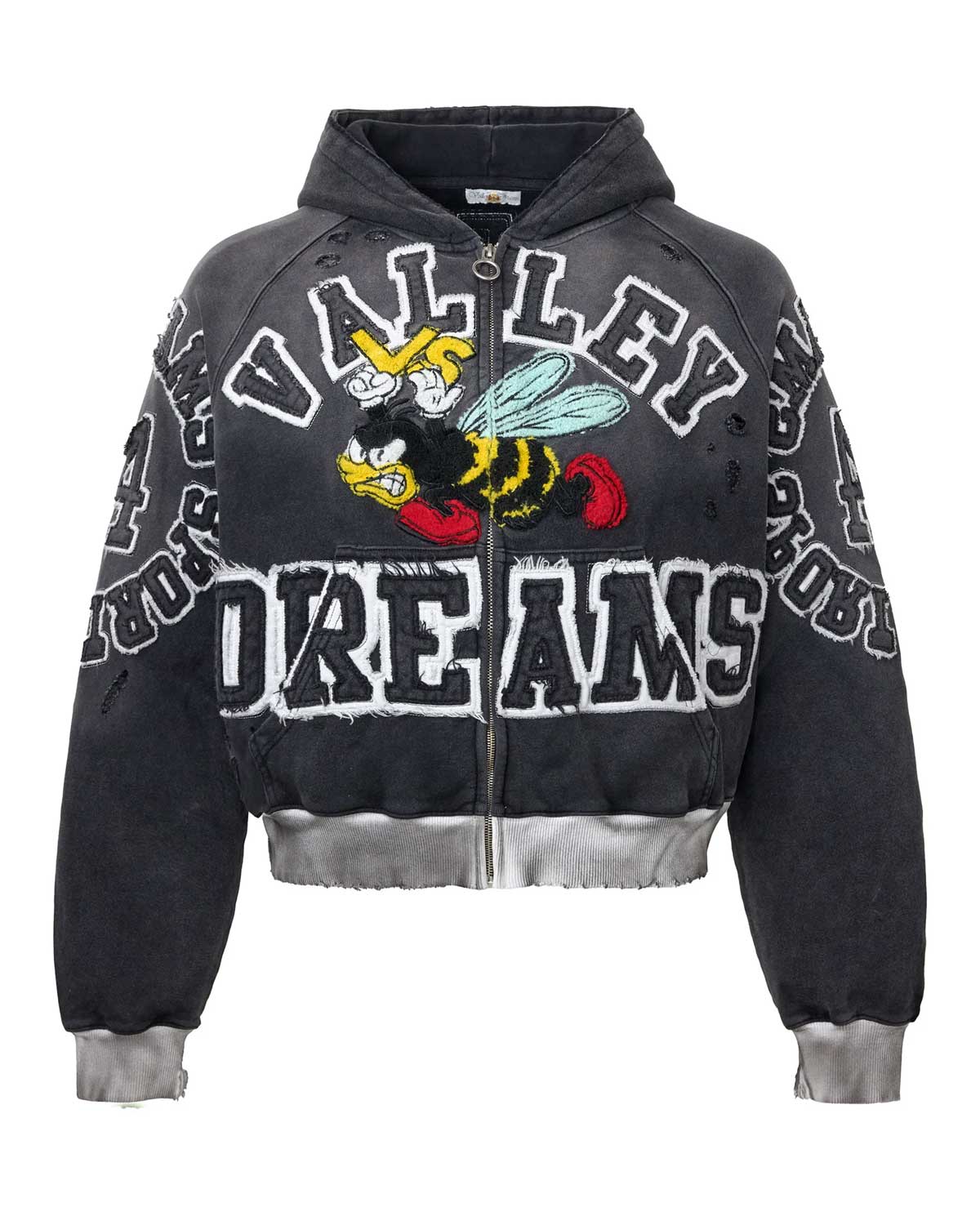 Vale Forever Anthem Zip Up Hoodie, Black, front view
