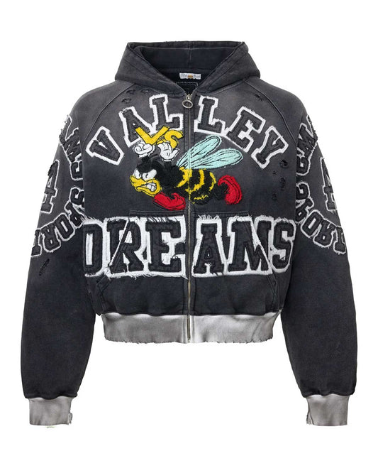 Vale Forever Anthem Zip Up Hoodie, Black, front view
