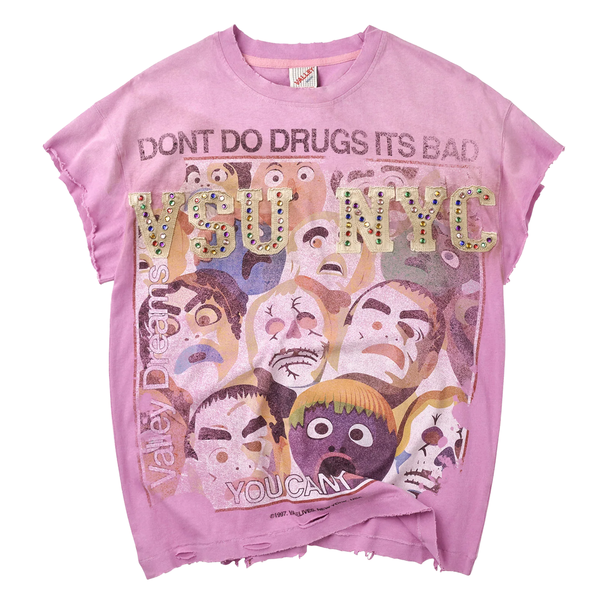 Vale Forever No Drugs Tank, Pink, front view