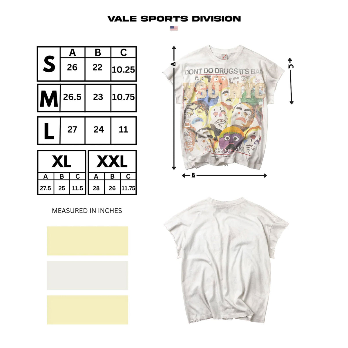 Vale Forever No Drugs Tank, White, detail view